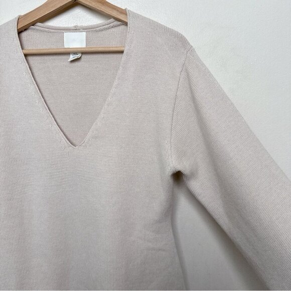 H&M Womens Small Vneck Beige Wool Soft Chunky Sweater - Picture 4 of 11